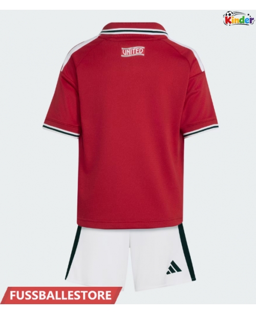 Günstige Manchester United Heimtrikotsatz Kinder 2026-27 Kurzarm (+ Kurze Hosen)